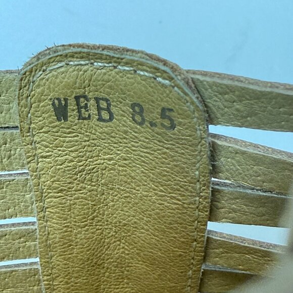 Chocolat Blu Woven Peep-Toe Wedge Sandals Women's Size 8.5 Tan Cork Platform Hee - Picture 8 of 9